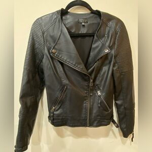 Topshop Black Leather Biker Jacket